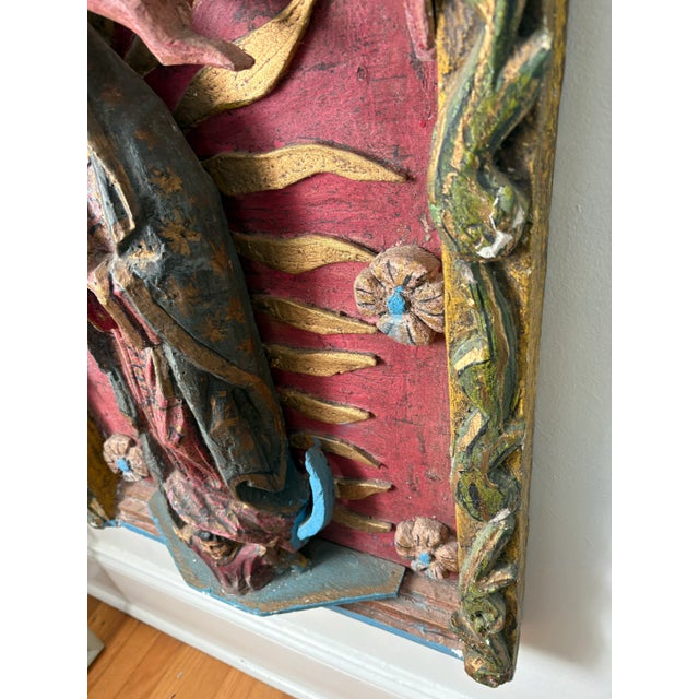 Mexican Vintage Plaster Folk Art Our Lady of Guadalupe Santos Shrine For Sale - Image 3 of 4