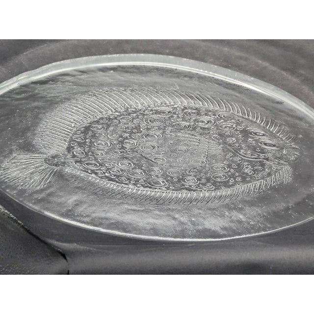Glass Vintage Kosta Boda Sweden Party Marine Series Flounder Platter Serving Plate Scandinavian For Sale - Image 7 of 12