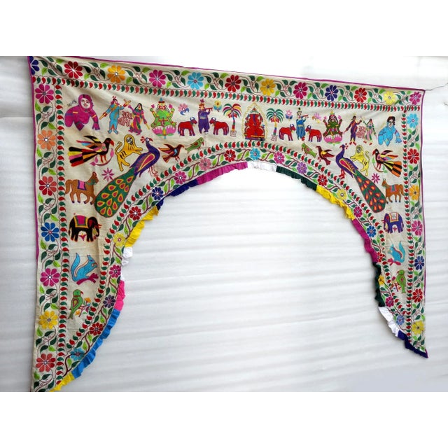Majestic entirely handmade window or door topper, valance, pelmet, from Barmer or Gujrat, India. This desert town near...