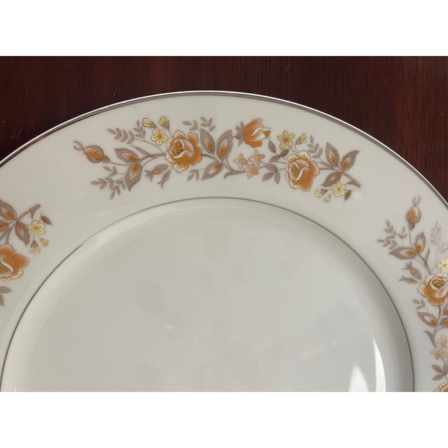 Carlton Fine China Rosealyn pattern 12" Chop Plate, with silver accents, made in Japan. Suitable as a serving platter or...