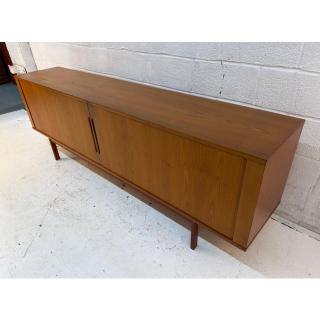Mid-Century Modern Teak Credenza W/ Tambour Doors For Sale - Image 4 of 12