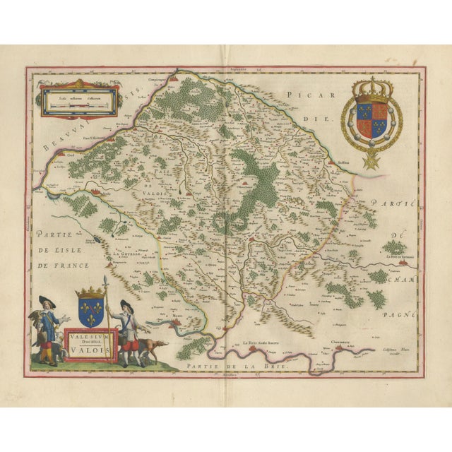 Black Willem Janszoon Blaeu, Map of Valois, Picardy, France, 1642, Hand Colored For Sale - Image 8 of 11
