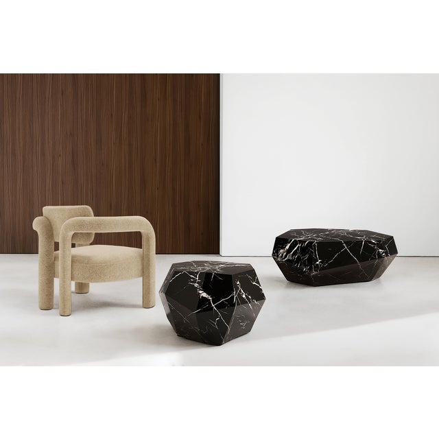 Three Rocks Low Coffee Table in Nero Marquina Marble from Insidherland, in New conditions. Designed from 2000 Labeled by...