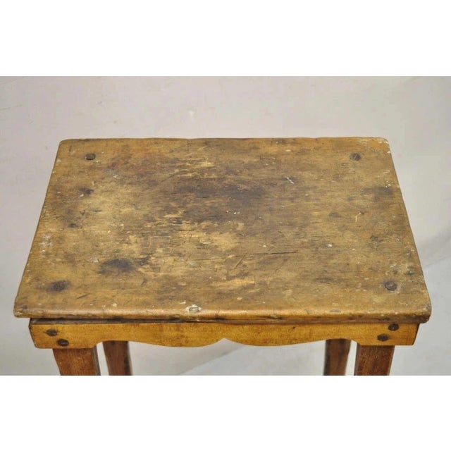 Industrial Antique French Provincial Country Oak Wood Folding Library Step Ladder For Sale - Image 3 of 12