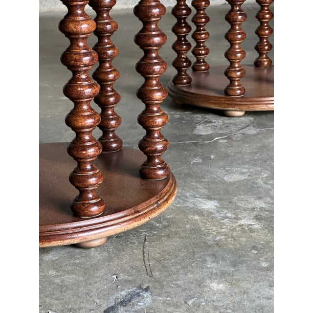 Brown 1970s American Modernist Designer Spool and Slate Side Tables by Henredon Custom Folio Three - a Pair For Sale - Image 8 of 12