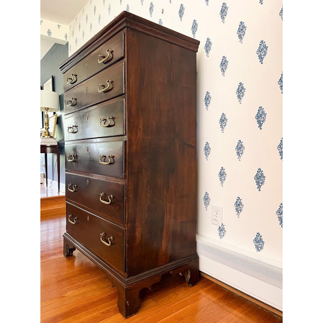 Antique Early 1800s New England Neoclassical Cherry Chest of Drawers, Former Top of a Chest on Chest. For Sale - Image 12 of 14