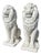 Classical Seated Lion Garden Statues in White Cast Stone, Set of 2 For Sale