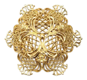 Vintage Signed Monet Goldtone Openwork Brooch