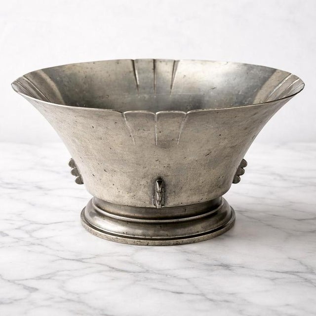 Swedish Art Deco Pewter Bowl attributed to Sylvia Stave for C.G. Hallberg, 1934 For Sale - Image 4 of 8