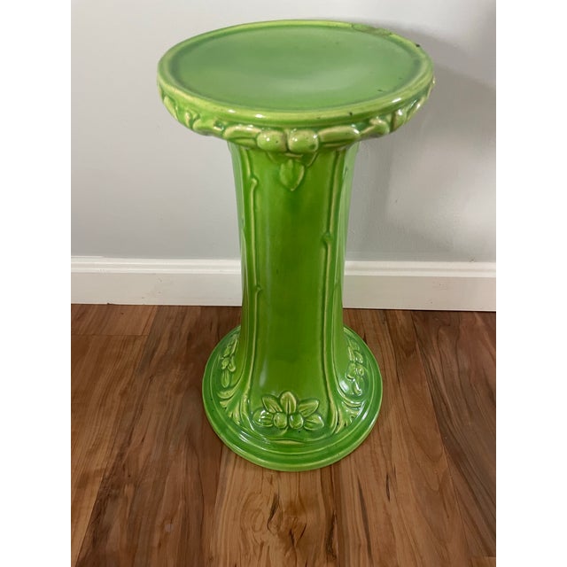 Majolica Green Plant Stand For Sale - Image 4 of 10