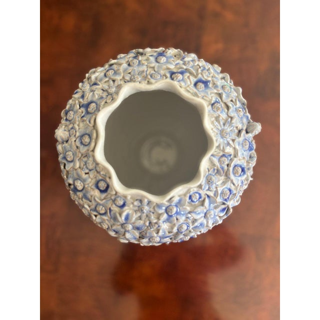 Early 21st Century Large Handmade Ceramic Undersea Mushroom Vase in Blue For Sale - Image 5 of 8