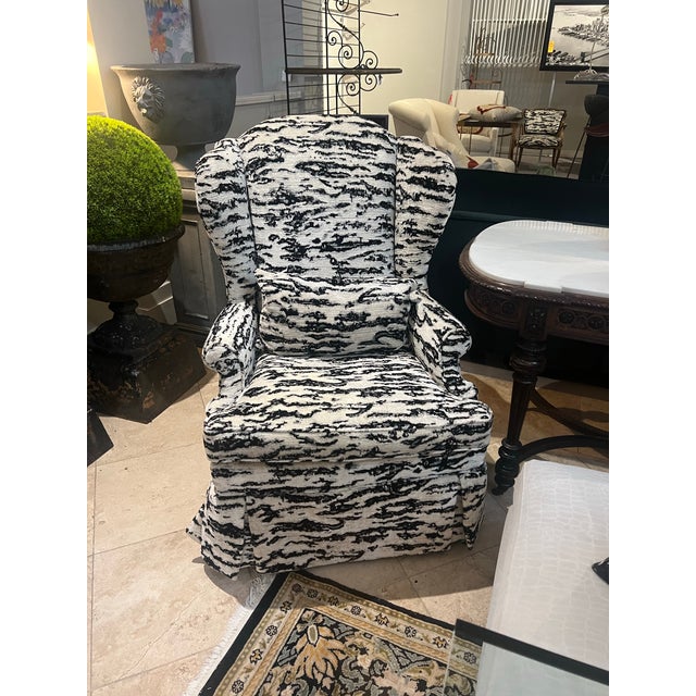 Pair of exquisite vintage mismatched wing back chairs. Dimensions of chairs are almost identical. Perfect for occasional...