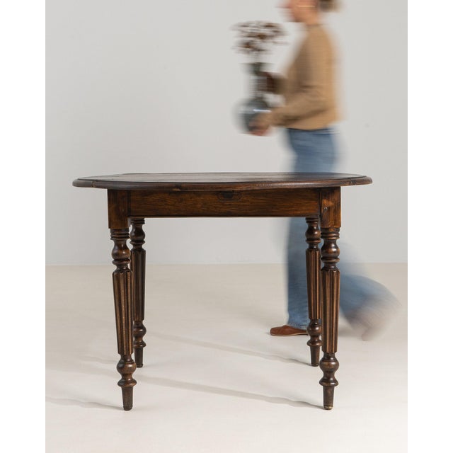 Brown 19th Century France Louis XVI Brown Wood Console Table For Sale - Image 8 of 11