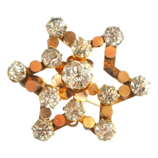 Antique 14k Top Gold and Crystal Star Pin For Sale