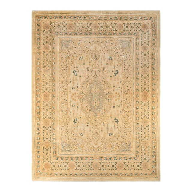 Ivory Mogul, One-of-a-Kind Hand-Knotted Area Rug in Ivory, 9' 1" x 12' 1" For Sale - Image 8 of 8