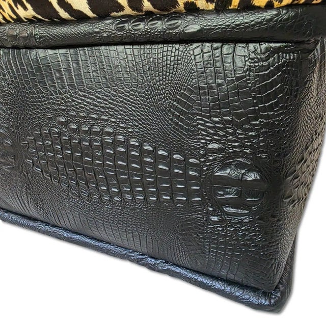 Hollywood Regency Style Leopard Velvet Cocktail Ottoman For Sale - Image 11 of 13
