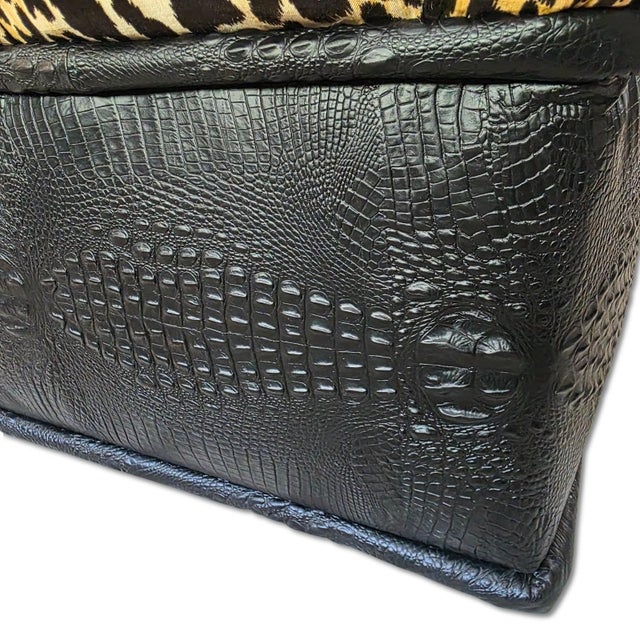 Vintage Hollywood Regency Style Leopard Velvet Ottoman For Sale - Image 11 of 13