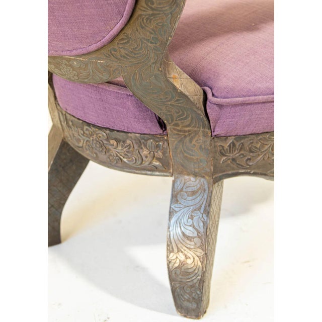 Antique Anglo-Indian Silver-Clad Repoussé Throne Armchair, India, Circa 1890 For Sale - Image 11 of 12