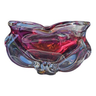 Glass Plate by Josef Hospodka for Chřibská Glassworks, 1960s For Sale