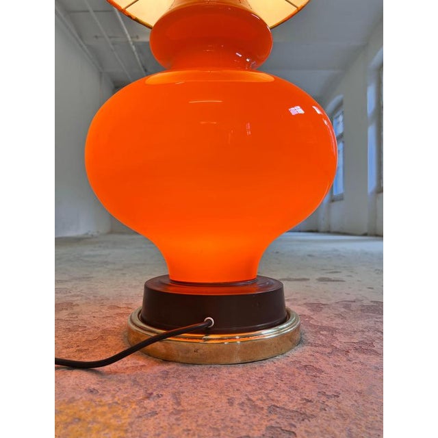 Green Orange Floor Lamp with Luminous Glass Base, 1970s For Sale - Image 8 of 11