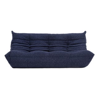 Restored Ligne Roset Togo 3-Seater in Indigo Grain Bouclé - Vintage European Original For Sale