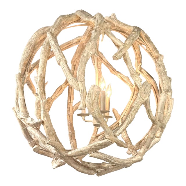 Currey & Company Driftwood Orb Chandelier For Sale