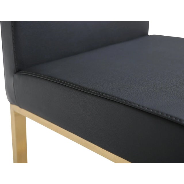 Denmark Black Vegan Leather & Gold Steel Counter Stools - Set of 2 For Sale In Los Angeles - Image 6 of 12