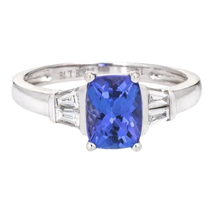 1.78ct Tanzanite Diamond Ring Gemstone Engagement Estate 14k White Gold size 7