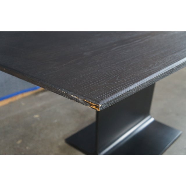 Black Restoration Hardware I-Beam Rectangular Oak Modern Dining Conference Table 72" For Sale - Image 8 of 14