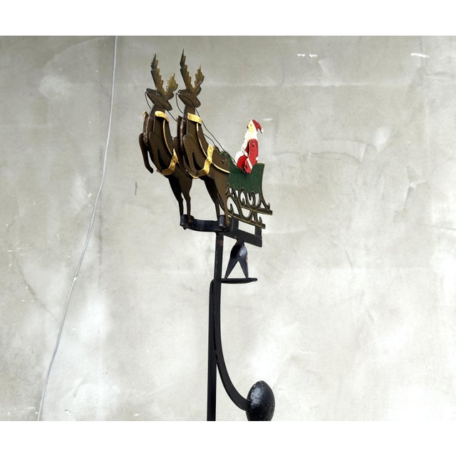 1950s Vintage Metal Kinetic Sculpture with Santa Sleigh and Reindeer, 1950s For Sale - Image 5 of 13
