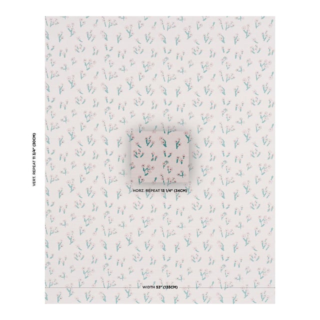 SAMPLE - Schumacher X Caroline Z Hurley Rosie Posy Woven Fabric In Pink For Sale