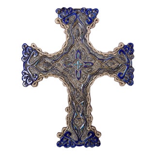 Raku Ceramic Wall Sculpture Intertwining Flowers and Geometries by Stefania Zoppellaro For Sale