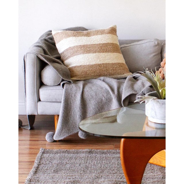 Contemporary Casa Cubista Handmade Camel Striped Cotton Pillow For Sale - Image 3 of 5