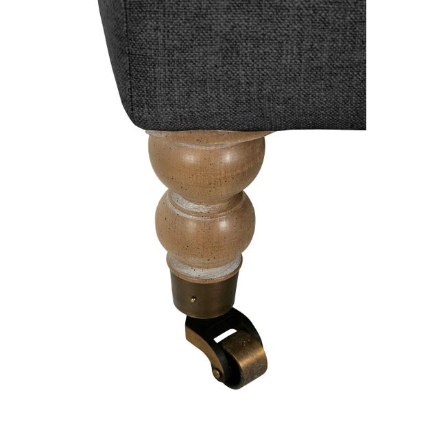 Greta Ottoman, Fawn Linen For Sale - Image 6 of 7