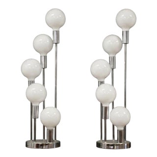 1960s Mid-Century Modern Chrome Table Lamps by Robert Sonneman - A Pair For Sale