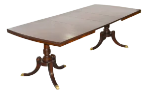 Vintage Georgian Mahogany Twin-Pedestal Dining Table With Extensions 96in
