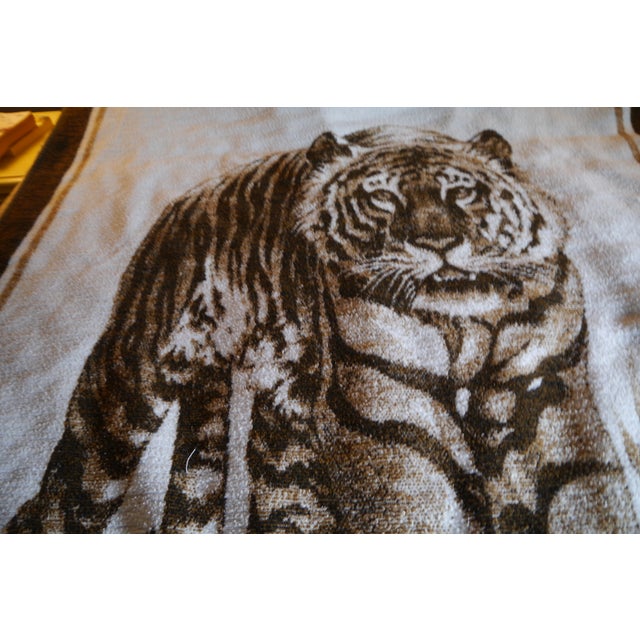 Biederlack Style Tiger Throw Blanket Very Soft 53" X 73" Reversible Vintage For Sale - Image 11 of 14