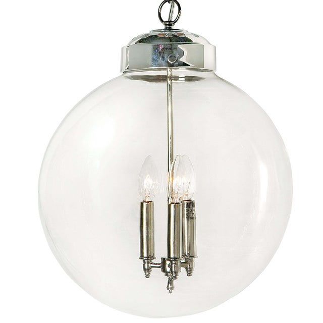Transitional Regina Andrew Globe Pendant in Polished Nickel For Sale - Image 3 of 5