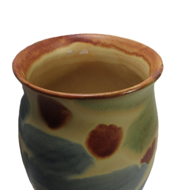 Mid 20th Century Vintage Rustic Italian Hand Painted Studio Pottery Vase For Sale - Image 5 of 12
