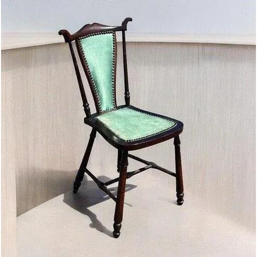 Wood Turquoise Mahogany Side Chair For Sale - Image 7 of 7
