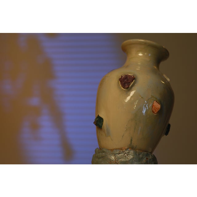 Exclusive Sculptural Ceramic Vase A one-of-a-kind ceramic vase created in an unusual slightly tilted form, giving the...