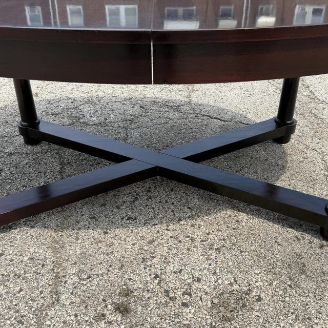 Early 21st Century Baker Barbara Barry Art Deco Style Oval 2 Leaf Extension Mahogany Dining Table For Sale - Image 5 of 18