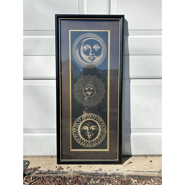 Vintage Pier 1 Fornasetti Sole E Luna Series Print 1993 France 34" X 14 1/2" Print Approx. Measurement: 32.75" x 14.75"...