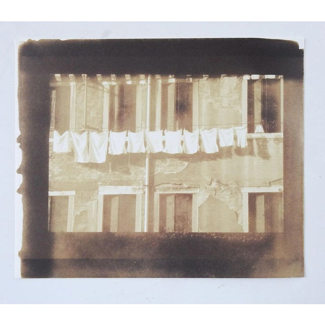 Rustic European Vintage Cyanotype Architectural Old Building Laundry Photograph For Sale - Image 3 of 5