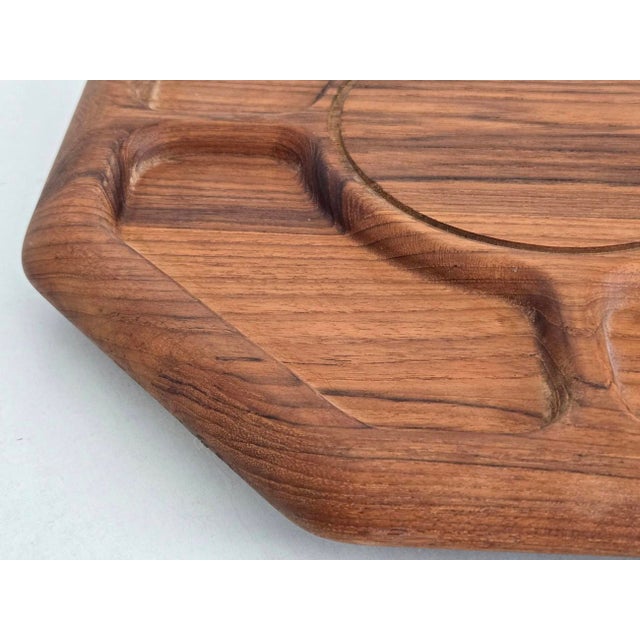 1970s Teak Wood Partitioned Lazy Susan For Sale In Miami - Image 6 of 10