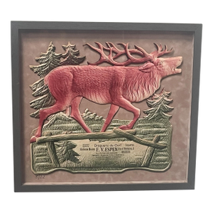 Elk 3 -D Artwork Marked 5/22 Vintage 1950's