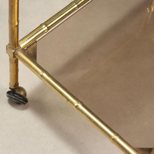 Metal Brass and Smoked Glass Nesting Coffee Tables, 1980s, Set of 3 For Sale - Image 7 of 9