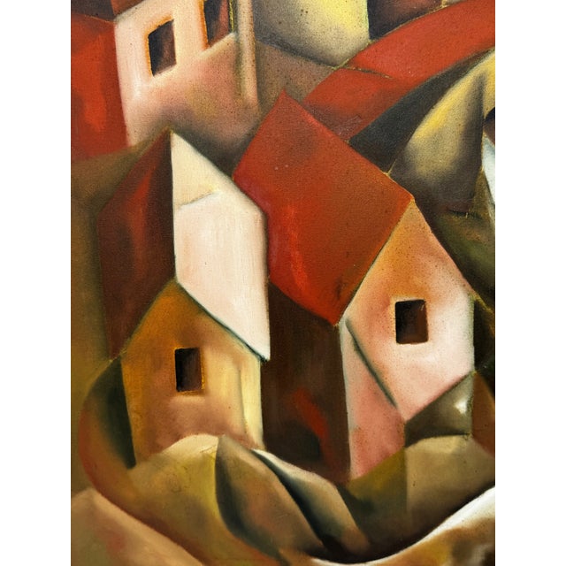 Terry Kane (Terence Matthew Kane, 1970–2015) After Picasso (Cubist-Influenced) Cascading Hillside Village Original Oil on Canvas, 2002 For Sale - Image 9 of 18