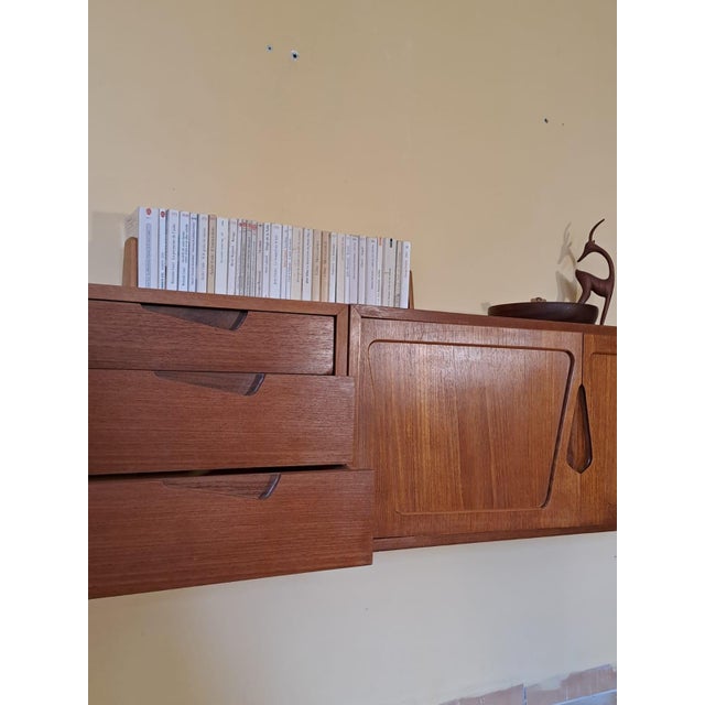 Wood Mid-Century Scandinavian Rival Wall-Mounted Teak Storage Unit, 1960s For Sale - Image 7 of 18