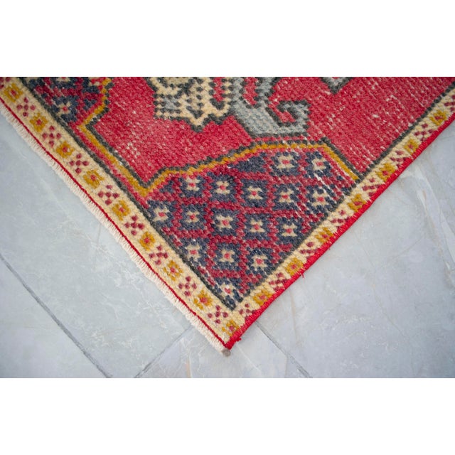 Hand Knotted Low Pile Turkish Small Rug Entry Decor, Bath Mat - 19'' X 38'' For Sale - Image 13 of 14